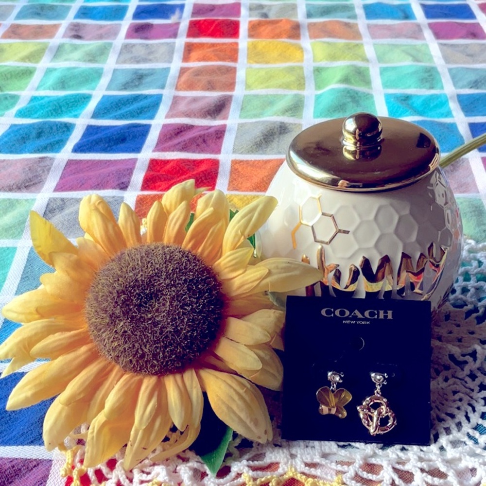 🥨🐝🍯COACH BUMBLE BEE PRETZEL MISMATCH EARRINGS 🥨🐝🍯 NWT 🥨🍯🐝